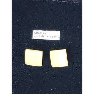 Vintage Yellow And Gold Lucite Square Shaped NAPIER Screw Down Earrings